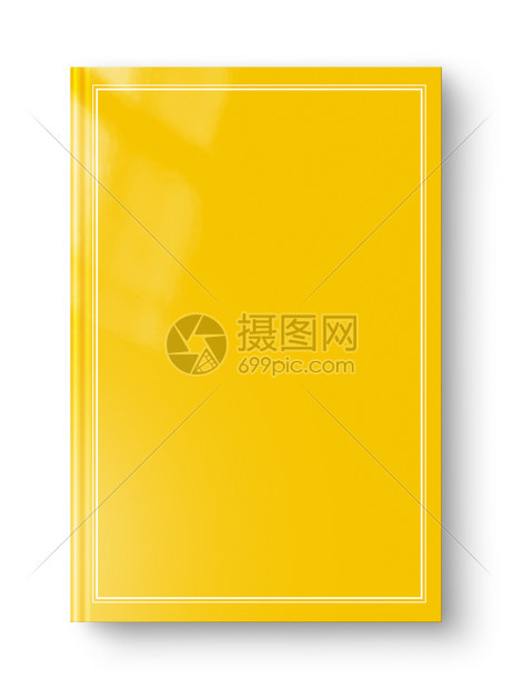 关闭的黄色空白书模型带有框架在白色上孤立关闭的黄色空白书在上孤立的框架图片