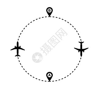 从a点到b的飞机路线的轮廓和路线虚一个简单的设计图片