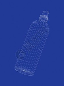 运动水瓶的3D有线框架模型图片