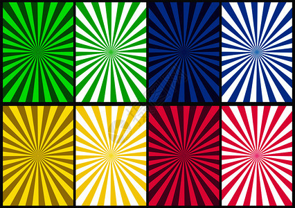 彩色射线从中心散出一系列用于设计和装饰的多彩螺旋背景图片