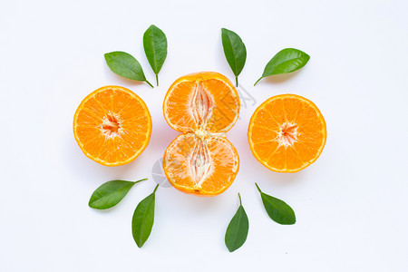 白色背景上孤立的新鲜柑橘水果图片