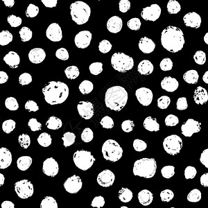黑底动物图片画笔无缝的图案黑底的白墨迹壁纸插画