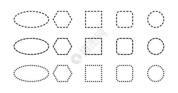 一组几何形状的轮廓有破折线图片