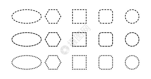 一组几何形状的轮廓有破折线图片