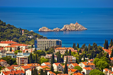 南德拉马提亚croati地区南部dlmti地区海滨和Grebni岛灯塔视图图片