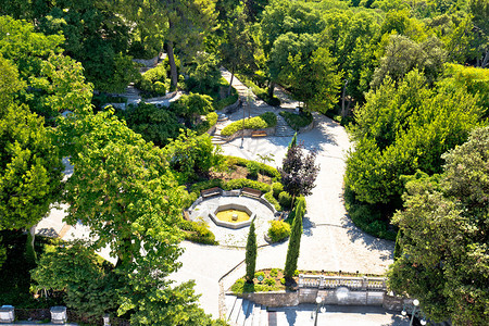 扎达尔5口水井广场和绿公园空中观察达马提亚croati图片