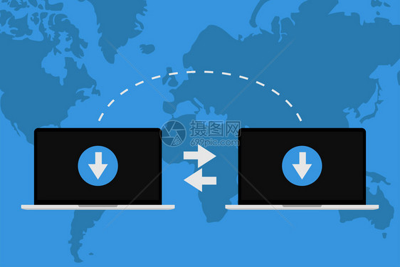 连接到互联网上传计算机无线发送信息图片