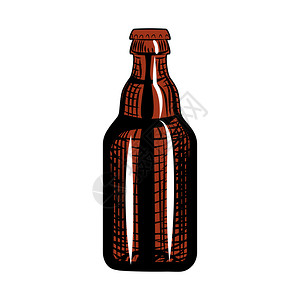 啤酒瓶雕刻样式手画矢量插图孤立于白背景啤酒瓶雕刻样式手画插图孤立于图片