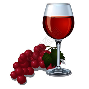 红色表彰背景葡萄和葡萄酒插画