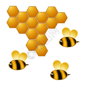 议窝白色矢量图解eps10上的卡通蜜蜂和窝插画