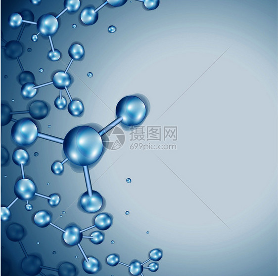 含有蓝色球面微粒的分子结构图片