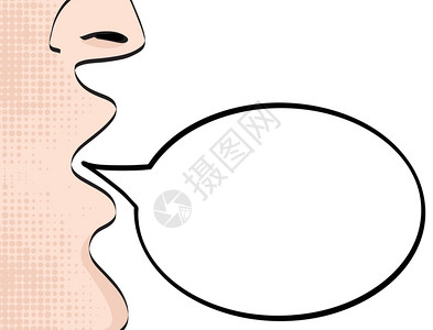 海报哦设计有张嘴的人在白色空语音灯泡上大喊叫插画