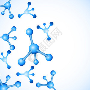抽象分子设计种群矢量说明原子横幅或传单的医学背景蓝色球状微粒的分子结构图片