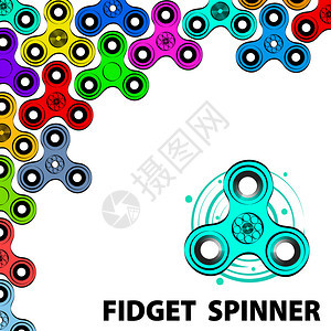 带有fidgetspiner文本信息的时装贺卡手画时装插图图片