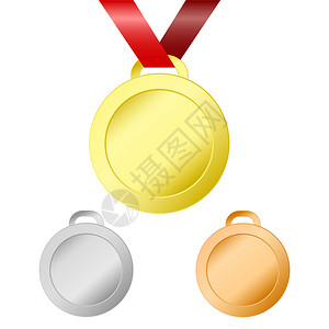 红丝带鱼量矢图eps10的优胜者金银和铜奖章图片