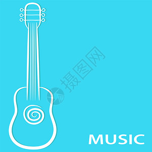 在蓝背景上画吉他用于音乐海报设计库存矢量插图图片
