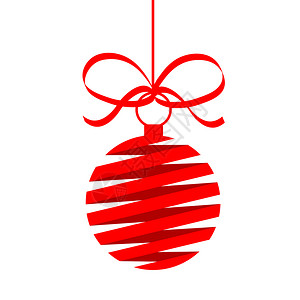 用于设计带条的红装饰圣诞树球库存矢量插图图片