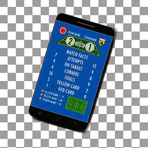 智能手机屏幕carton矢量插图上的足球或应用智能手机屏幕上的足球或应用图片