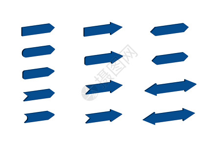 不同形状和设计及装饰配置的蓝色三维箭头图片