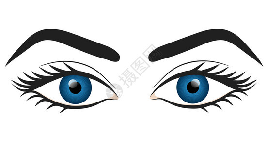妇女蓝眼睛手画鱼群矢量插图设计图片