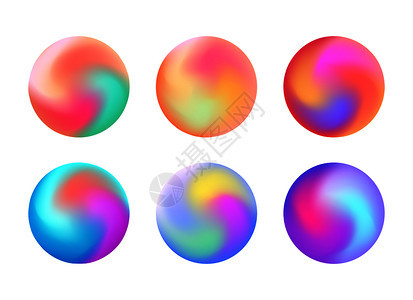 一组圆全息横幅模糊的彩虹元素用于设计矢量圆圈图片