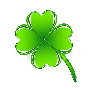 三叶木通四张绿三叶手画幸运的夸特雷foil祝好运符号贺卡补丁服装指纹