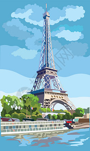 eifl塔巴黎的地标france城市风景与eifl塔背景图片