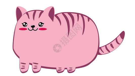 粉色卡通背景可爱的卡通粉色猫抽象的kawi猫咪设计插图插画