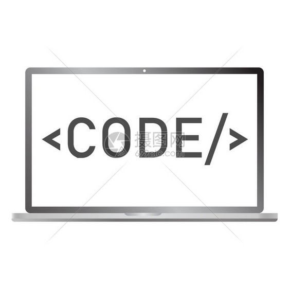 编译图标在白色背景上的计算机分隔编码图片