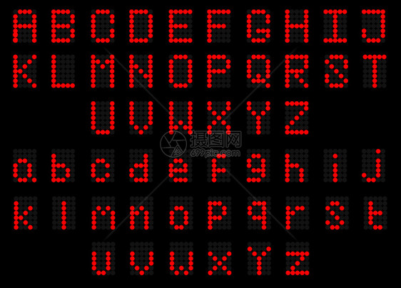 红色引导数字英语大写小字体显示引导字体数母大写体小显示在黑色背景上图片