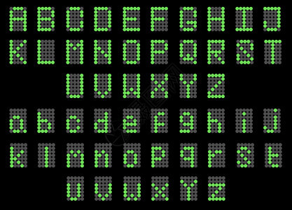 绿色引导数字英语大写小字体显示引导字体数母大写体小显示在黑色背景上图片
