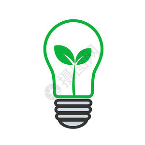 使用树叶作为绿色能源概念的灯泡图片