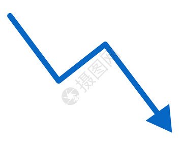金融下降在白背景中孤立的下箭头趋势方图符号插画