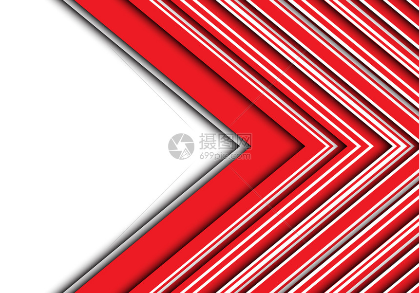 白色空间设计上的抽象红线箭头方向现代未来背景矢量插图图片