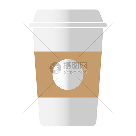 白色背景的可支配咖啡杯图标志图片