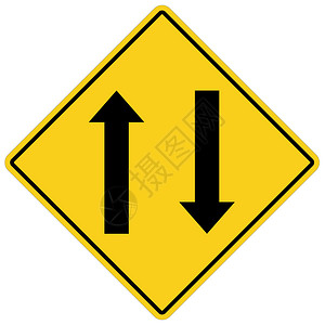两条路前交通标志白色背景平式双条路交通标志网站设计标志应用程序两个路警告符号交通标志图片