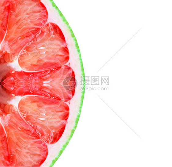 在白色背景上分离的新鲜果实pomel水果图片