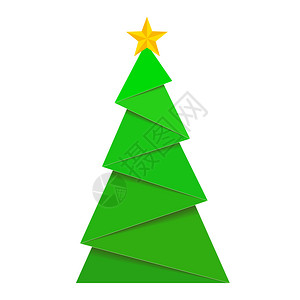 绿色圣诞纸树顶有金星贺卡的库存矢量说明设计图片