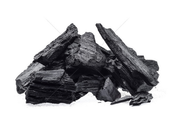 白背景上孤立的木炭图片
