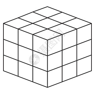 白色背景上的数学立方体线图标平板风格用于您网站设计标识应用程序uiglyph符号区块和几何符号的数学立方体线图标图片