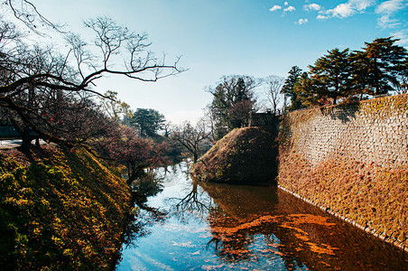 2018年4月日天津瓦卡松日本天津瓦卡松朱鲁加城堡河道和高石墙福岛武士大人图片