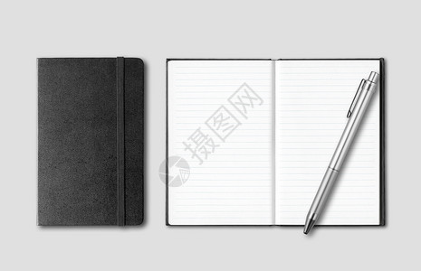 黑色关闭和打开笔记本用在灰色背景上隔离黑色关闭和打开笔用在灰色背景下隔离图片