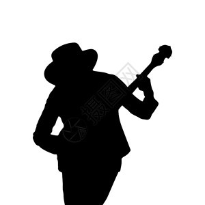 戴着吉他帽子的男人背影平板设计图片