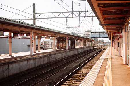 2018kaunotejpn空日本kaunote火车站平台冬季温暖的阳光古代武士镇著名的akit线Shinkase站图片