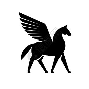 马匹背景pegasu标志矢量双翼马匹标志矢量说明插画