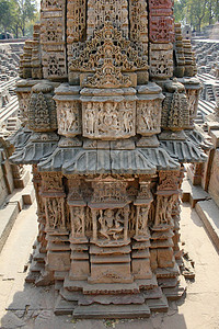 石头雕刻迷你神殿太阳庙摩拉古杰特印地亚图片