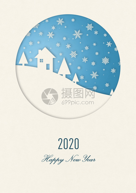 新年长冬快乐卡房子在雪花下新年快乐20冬季卡图片