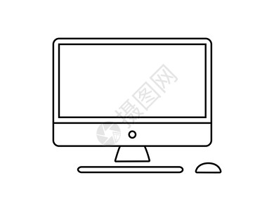 计算机监视键盘和鼠标图矢量说明卡通风格中的计算机线屏幕计算机监视键盘和鼠标矢量线图标设置eps10计算机监视键盘和鼠标图矢量说明图片
