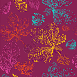 手绘秋季树叶背景图片