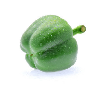 绿色胡椒白底带水滴图片